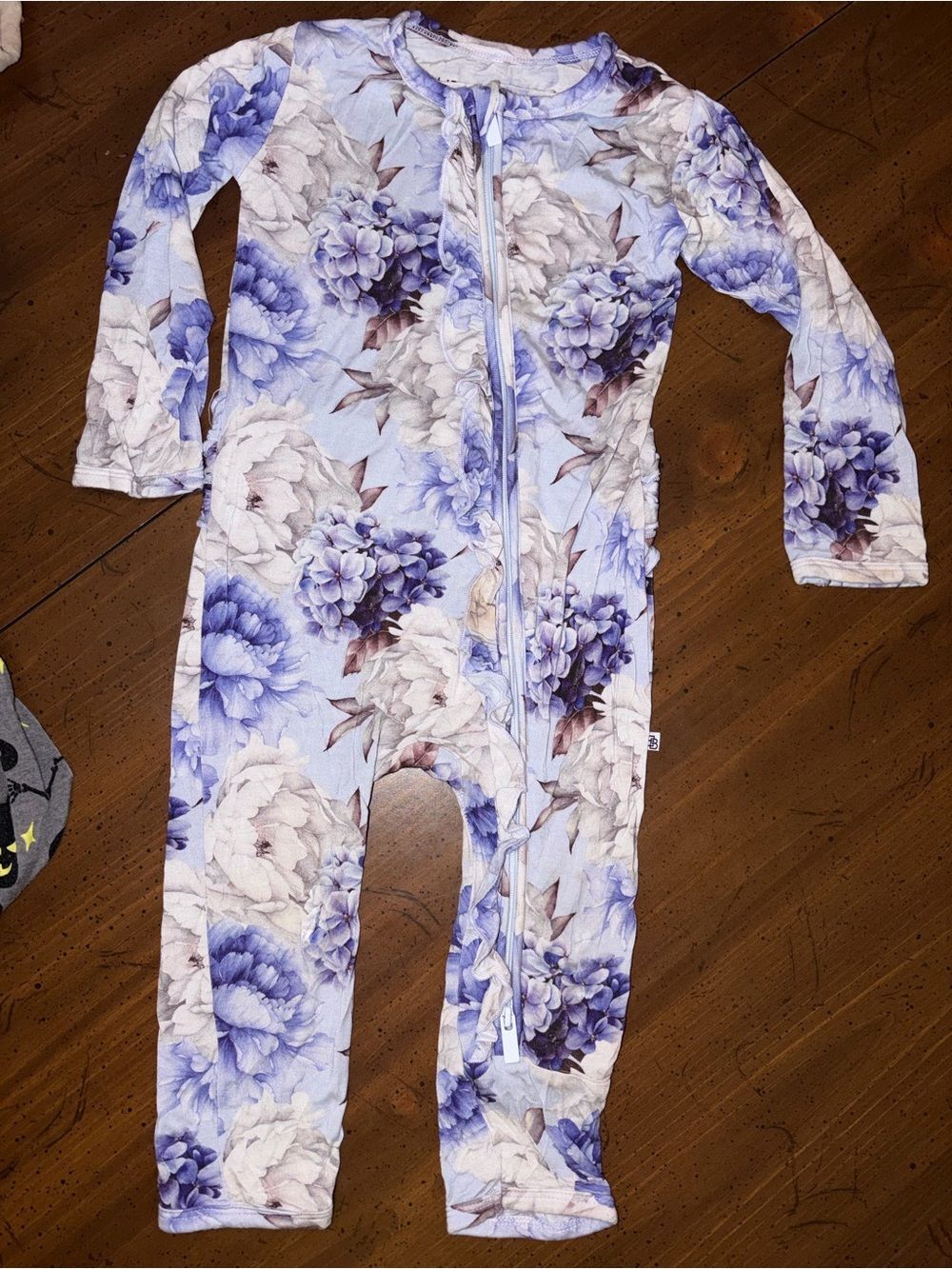 Little Bum Bums Bamboo Romper-Hydrangea Peony in Lavender Sz 2T